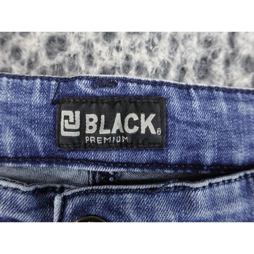 Black Premium Moto Skinny‎ Jeans Mens 34 Blue Good Distressed Paint Splatter
